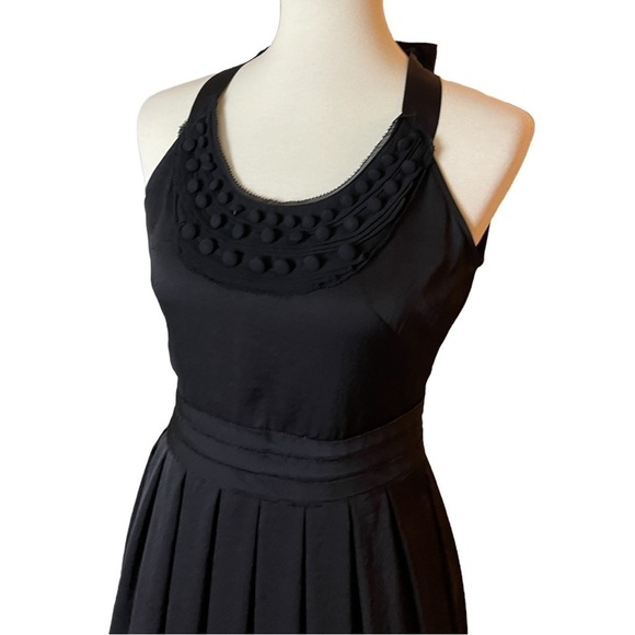 LOFT Black Sleeveless Pleated Cocktail Dress with Bow at Tie - Size 0 - Picture 2 of 9